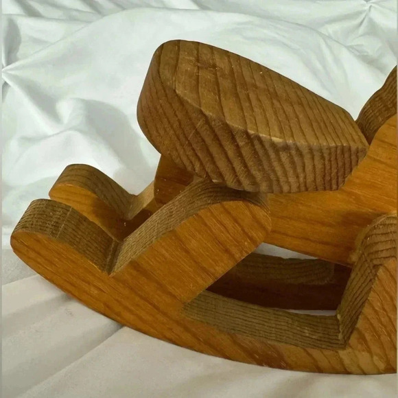 Vintage Handmade Wooden Rocking Horse Nursery Cottage Decor - Picture 3 of 11